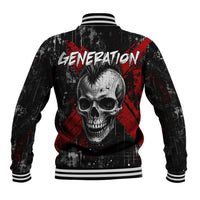 Generation X Mohawk Skull Baseball Jacket Distressed Punk Rock Grunge