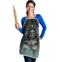 Bigfoot Wilderness Solitude Apron Cryptid Forest Graphic In Distressed Vintage Style
