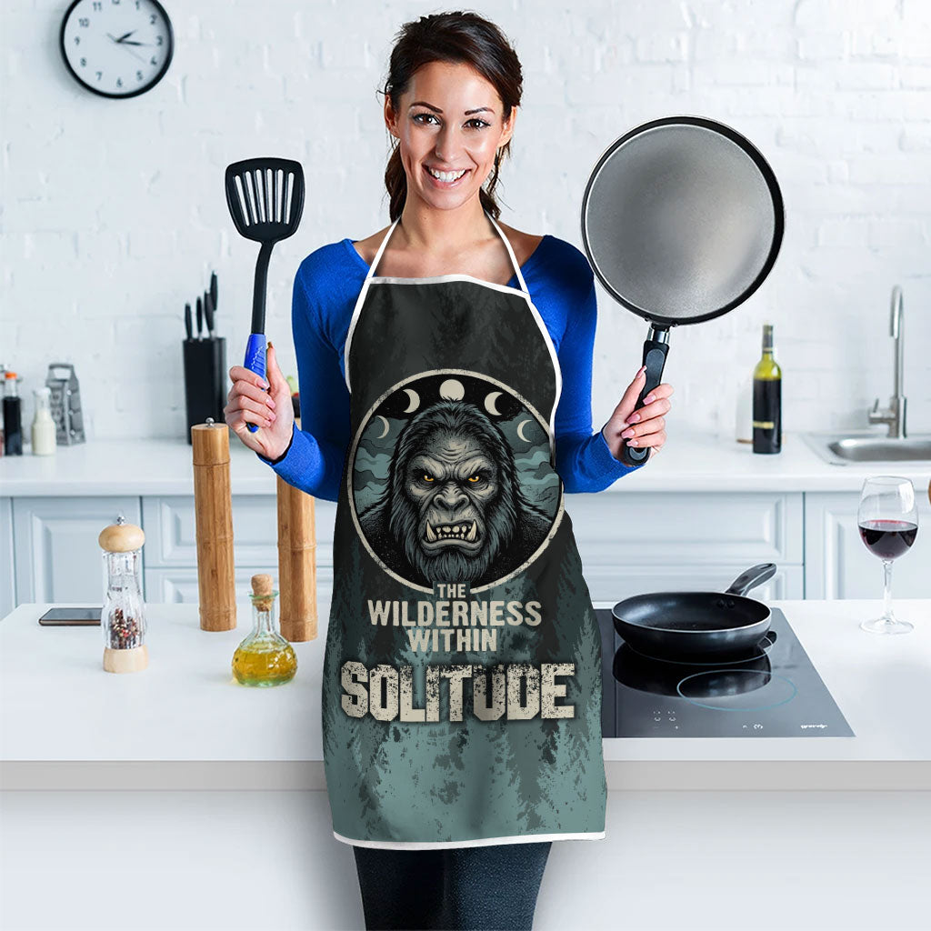Bigfoot Wilderness Solitude Apron Cryptid Forest Graphic In Distressed Vintage Style