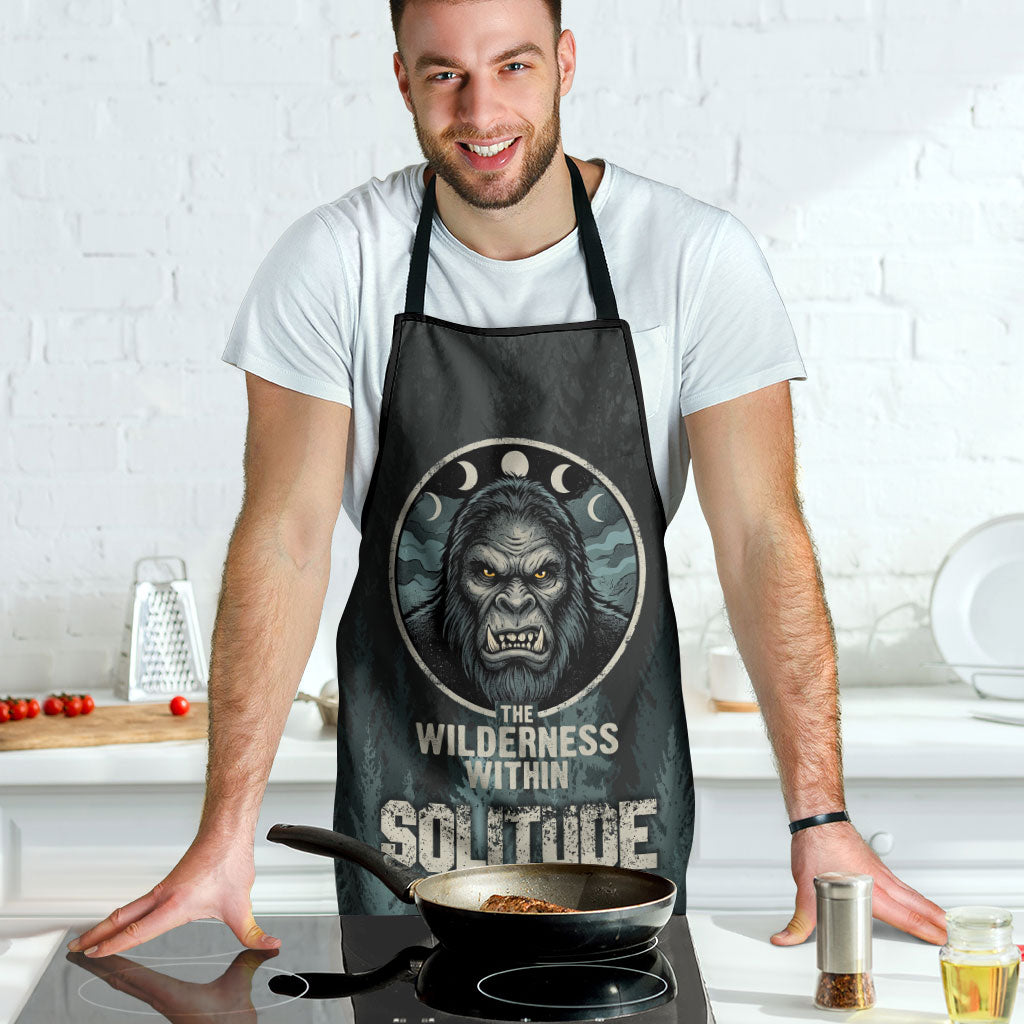 Bigfoot Wilderness Solitude Apron Cryptid Forest Graphic In Distressed Vintage Style