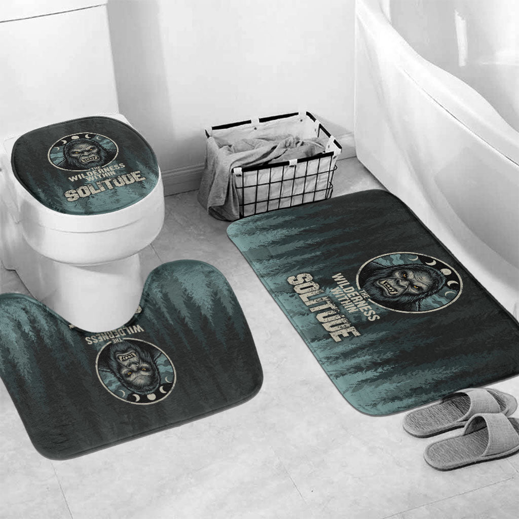Bigfoot Wilderness Solitude Bathroom Set Cryptid Forest Graphic In Distressed Vintage Style