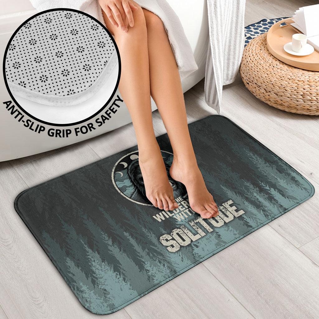 Bigfoot Wilderness Solitude Bathroom Set Cryptid Forest Graphic In Distressed Vintage Style