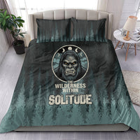 Bigfoot Wilderness Solitude Bedding Set Cryptid Forest Graphic In Distressed Vintage Style