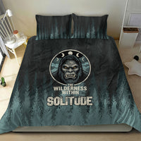Bigfoot Wilderness Solitude Bedding Set Cryptid Forest Graphic In Distressed Vintage Style