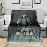 Bigfoot Wilderness Solitude Blanket Cryptid Forest Graphic In Distressed Vintage Style