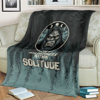Bigfoot Wilderness Solitude Blanket Cryptid Forest Graphic In Distressed Vintage Style