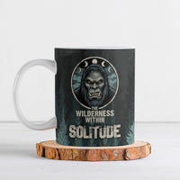 Bigfoot Wilderness Solitude Ceramic Mug Cryptid Forest Graphic In Distressed Vintage Style