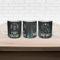 Bigfoot Wilderness Solitude Ceramic Mug Cryptid Forest Graphic In Distressed Vintage Style