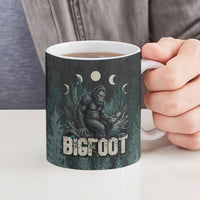 Bigfoot Wilderness Solitude Ceramic Mug Cryptid Forest Graphic In Distressed Vintage Style