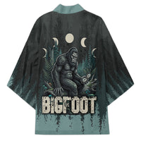Bigfoot Wilderness Solitude Kimono Cryptid Forest Graphic In Distressed Vintage Style