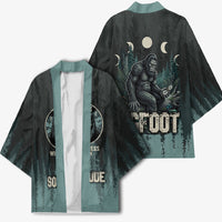 Bigfoot Wilderness Solitude Kimono Cryptid Forest Graphic In Distressed Vintage Style