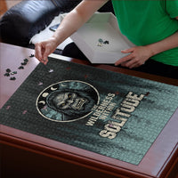 Bigfoot Wilderness Solitude Puzzle Cryptid Forest Graphic In Distressed Vintage Style