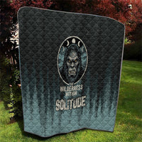 Bigfoot Wilderness Solitude Quilt Cryptid Forest Graphic In Distressed Vintage Style