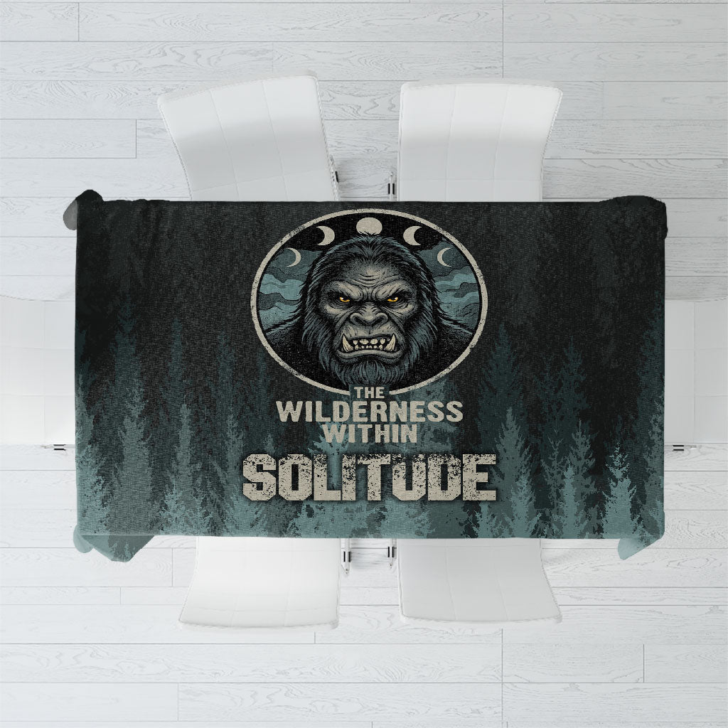 Bigfoot Wilderness Solitude Tablecloth Cryptid Forest Graphic In Distressed Vintage Style