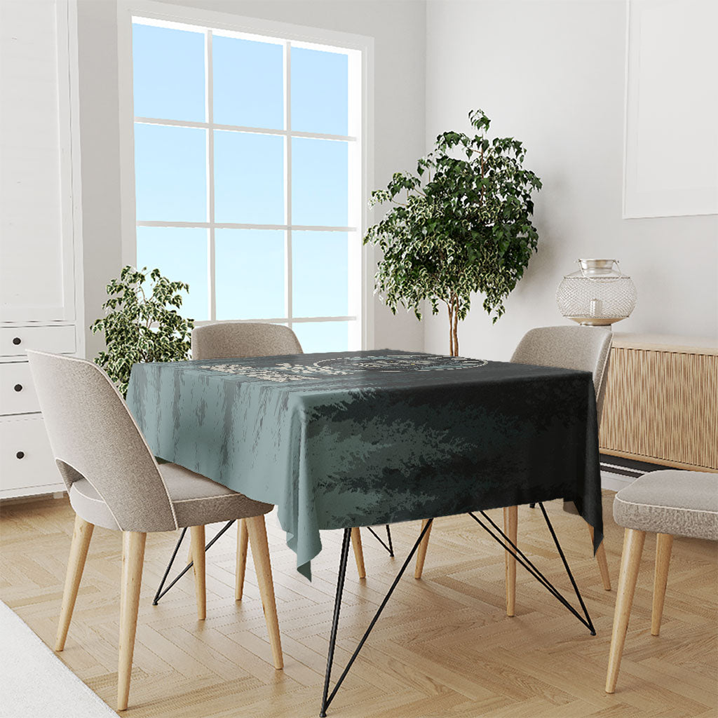 Bigfoot Wilderness Solitude Tablecloth Cryptid Forest Graphic In Distressed Vintage Style