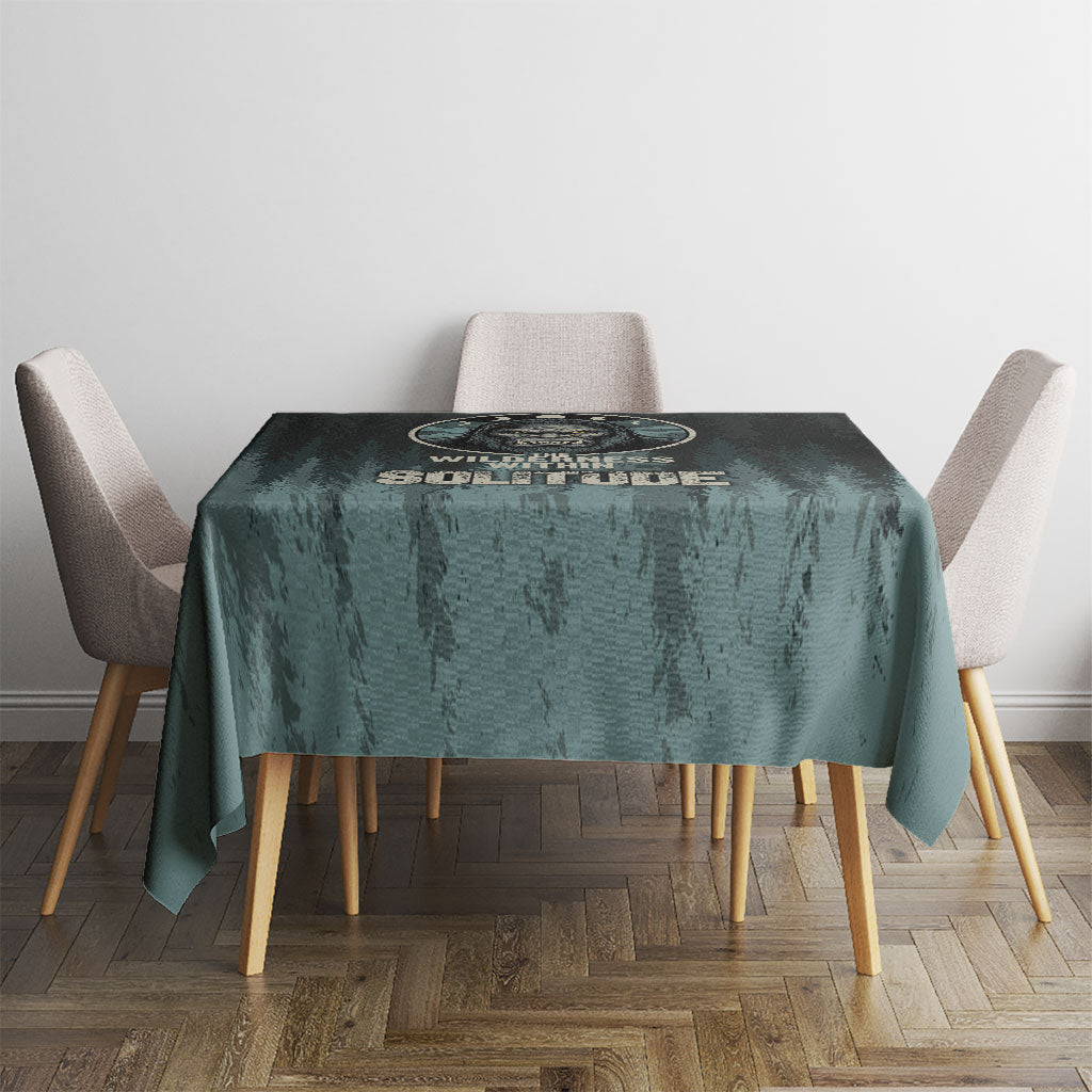 Bigfoot Wilderness Solitude Tablecloth Cryptid Forest Graphic In Distressed Vintage Style