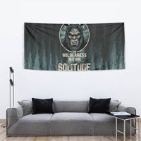 Bigfoot Wilderness Solitude Tapestry Cryptid Forest Graphic In Distressed Vintage Style