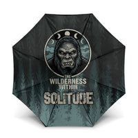 Bigfoot Wilderness Solitude Umbrella Cryptid Forest Graphic In Distressed Vintage Style