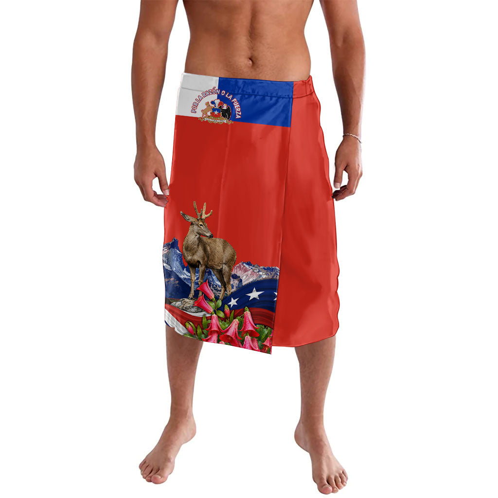 Chile Moai Statues And Andean Mountains Lavalava Patriotic National Symbols Copihue Flower Art