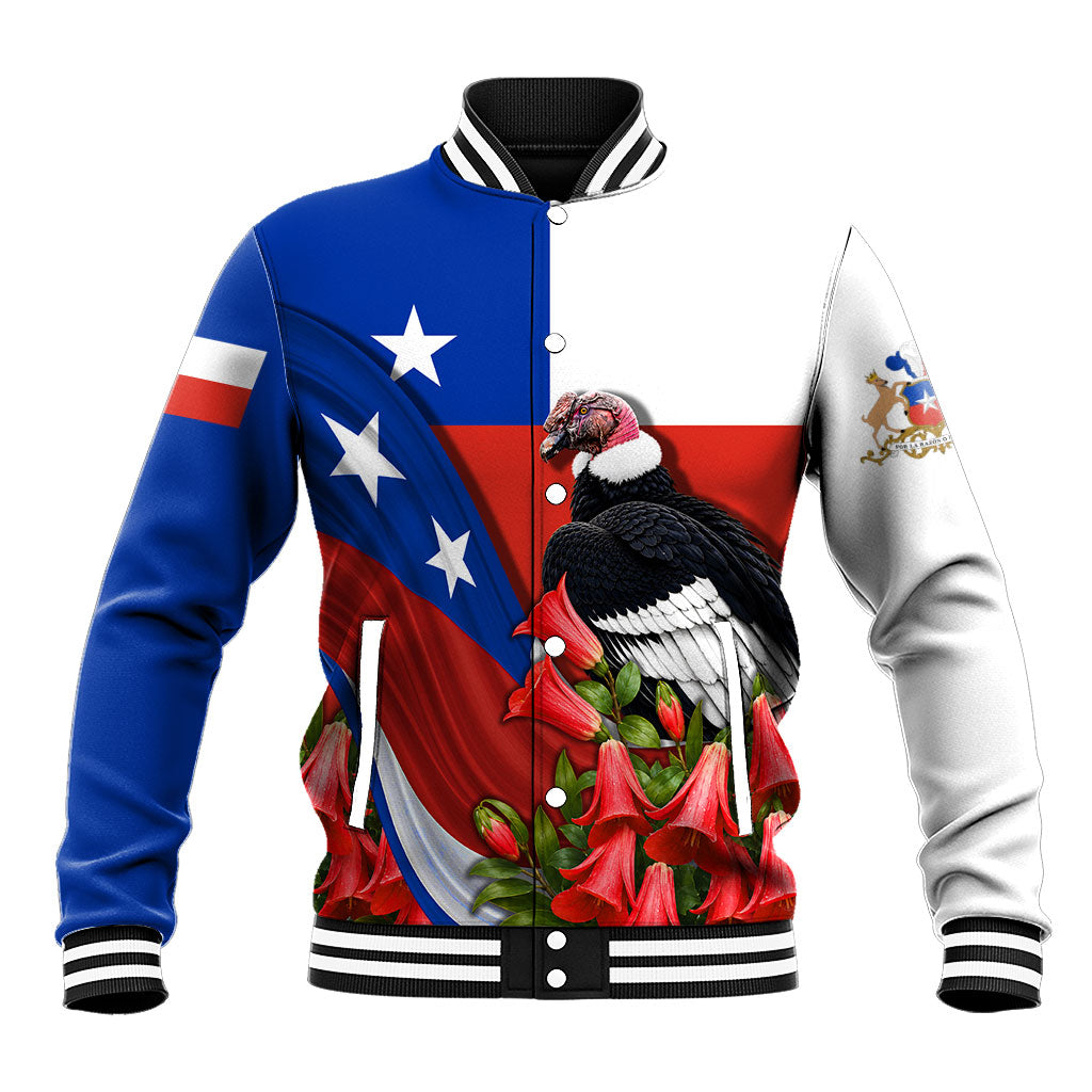 Chile Andean Condor Baseball Jacket Patriotic National Symbols Copihue Flag Art