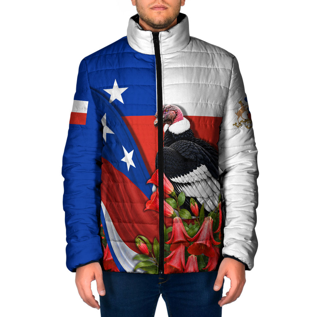 Chile Andean Condor Padded Jacket Patriotic National Symbols Copihue Flag Art