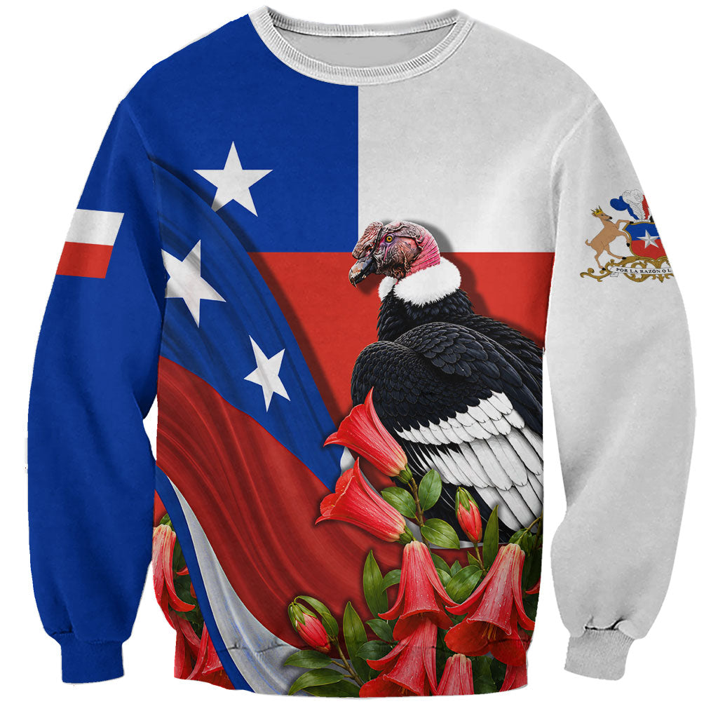 Chile Andean Condor Sweatshirt Patriotic National Symbols Copihue Flag Art