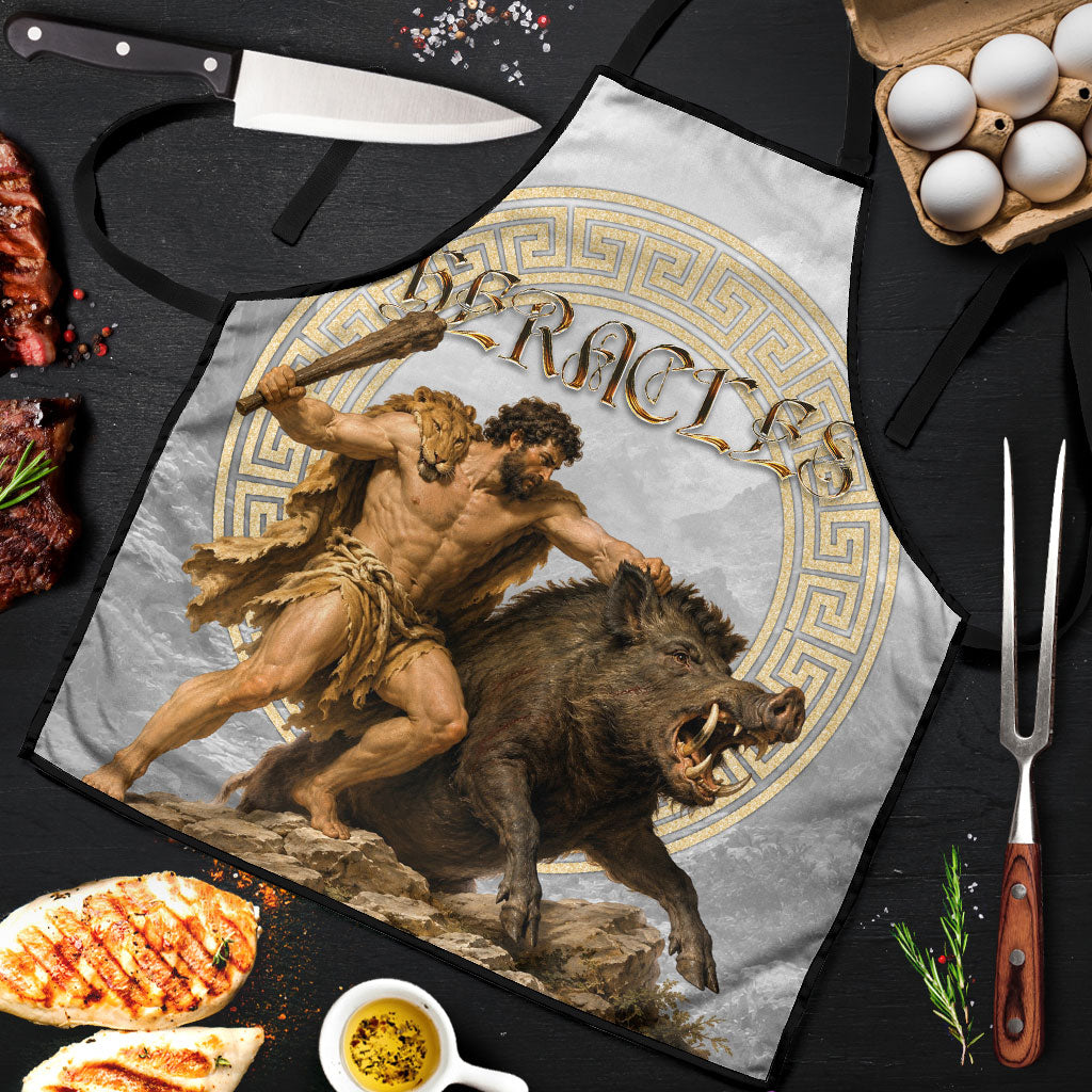 Greek Mythology Heracles Apron Erymanthian Boar Classical Art Greek Key Pattern
