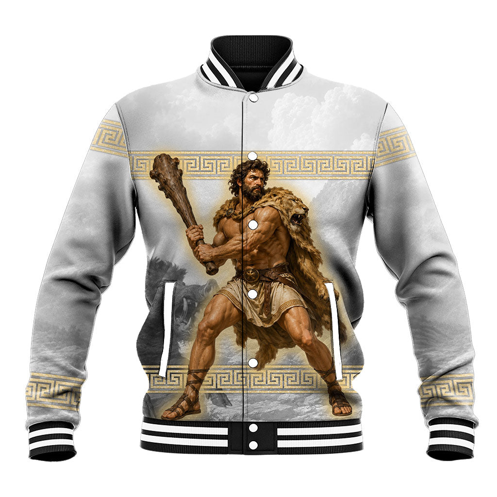 Greek Mythology Heracles Baseball Jacket Erymanthian Boar Classical Art Greek Key Pattern