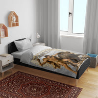 Greek Mythology Heracles Bedding Set Erymanthian Boar Classical Art Greek Key Pattern