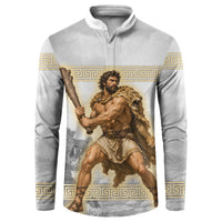 Greek Mythology Heracles Button Sweatshirt Erymanthian Boar Classical Art Greek Key Pattern