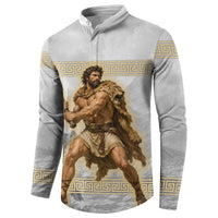 Greek Mythology Heracles Button Sweatshirt Erymanthian Boar Classical Art Greek Key Pattern