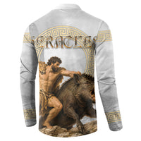 Greek Mythology Heracles Button Sweatshirt Erymanthian Boar Classical Art Greek Key Pattern