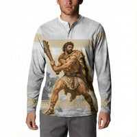 Greek Mythology Heracles Button Sweatshirt Erymanthian Boar Classical Art Greek Key Pattern