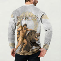 Greek Mythology Heracles Button Sweatshirt Erymanthian Boar Classical Art Greek Key Pattern