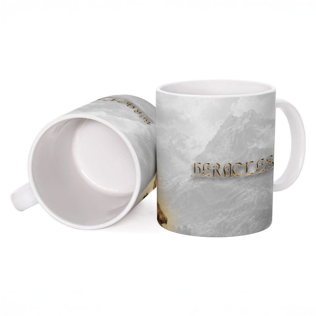 Greek Mythology Heracles Ceramic Mug Erymanthian Boar Classical Art Greek Key Pattern