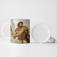 Greek Mythology Heracles Ceramic Mug Erymanthian Boar Classical Art Greek Key Pattern