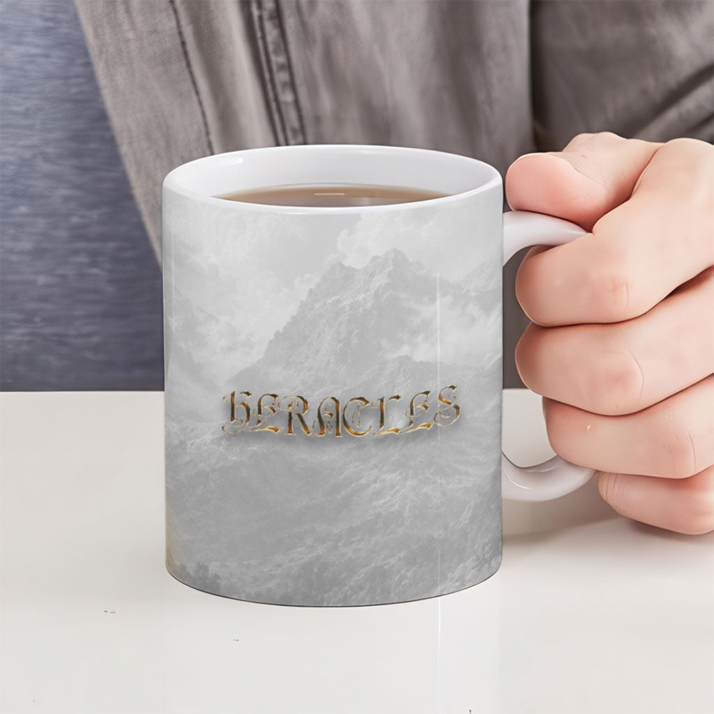 Greek Mythology Heracles Ceramic Mug Erymanthian Boar Classical Art Greek Key Pattern