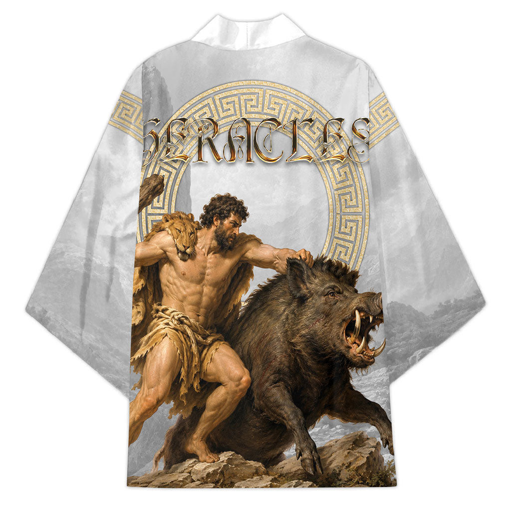 Greek Mythology Heracles Kimono Erymanthian Boar Classical Art Greek Key Pattern