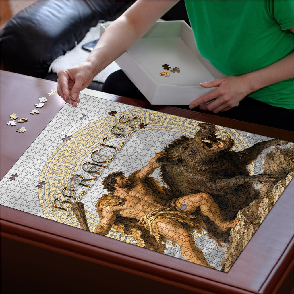 Greek Mythology Heracles Puzzle Erymanthian Boar Classical Art Greek Key Pattern