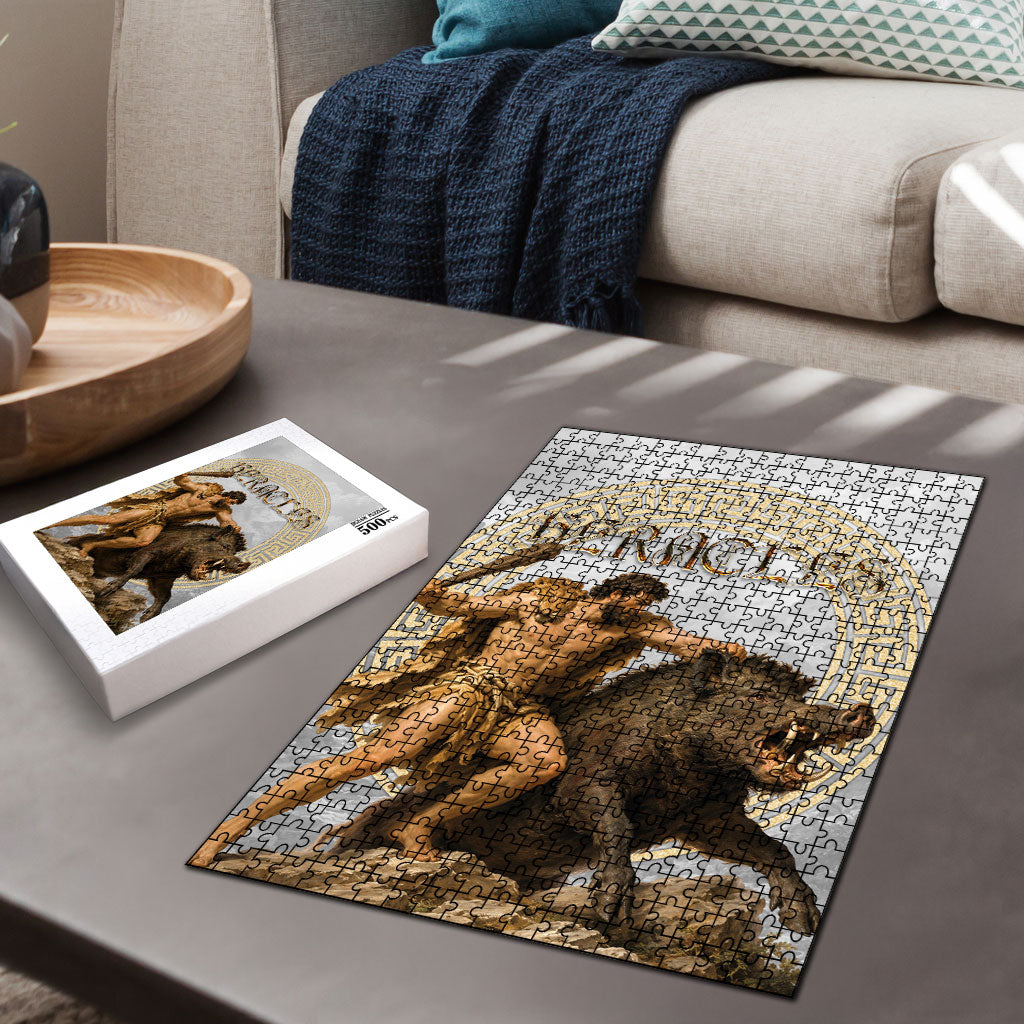 Greek Mythology Heracles Puzzle Erymanthian Boar Classical Art Greek Key Pattern
