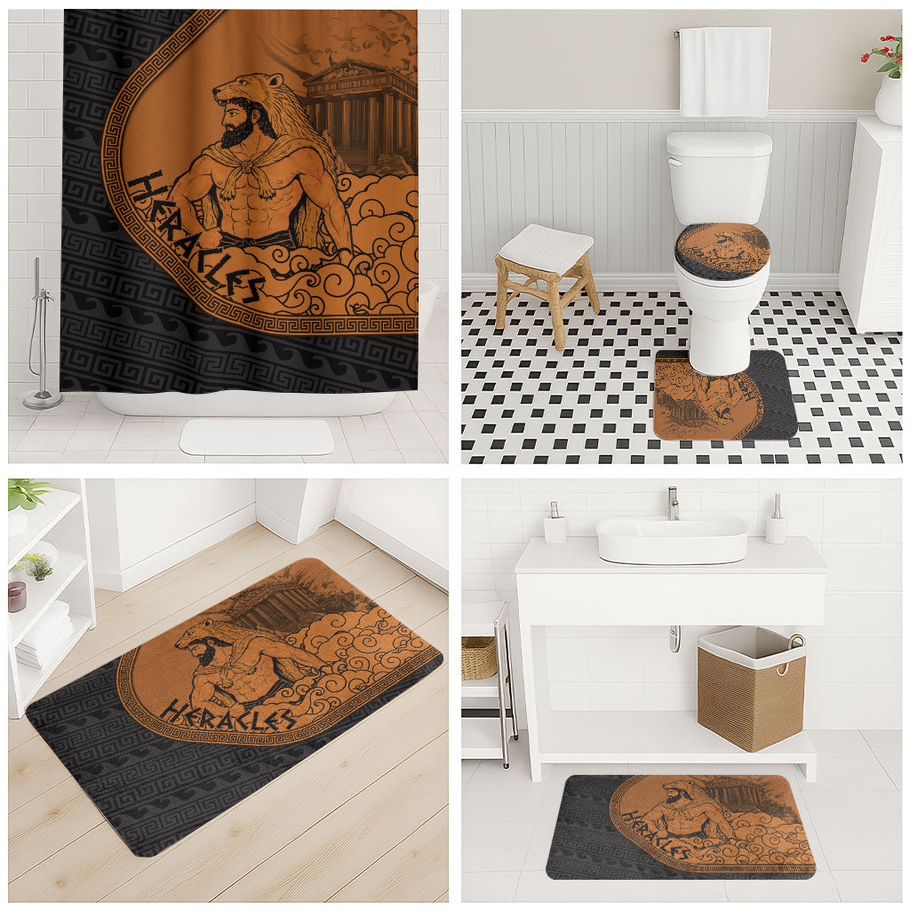 Greek Mythology Heracles Bathroom Set Nemean Lion Pegasus Classical Art Greek Key Pattern