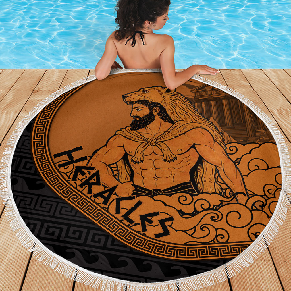 Greek Mythology Heracles Beach Blanket Nemean Lion Pegasus Classical Art Greek Key Pattern