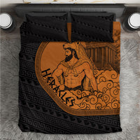 Greek Mythology Heracles Bedding Set Nemean Lion Pegasus Classical Art Greek Key Pattern