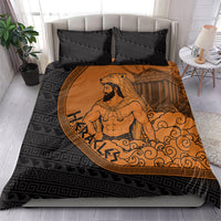 Greek Mythology Heracles Bedding Set Nemean Lion Pegasus Classical Art Greek Key Pattern