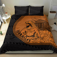 Greek Mythology Heracles Bedding Set Nemean Lion Pegasus Classical Art Greek Key Pattern