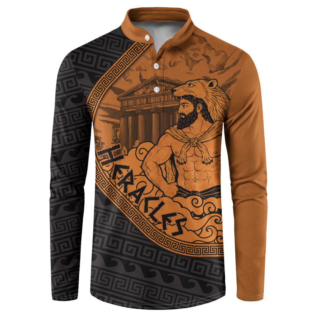 Greek Mythology Heracles Button Sweatshirt Nemean Lion Pegasus Classical Art Greek Key Pattern