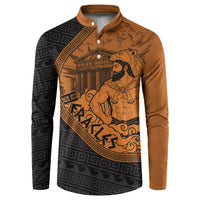 Greek Mythology Heracles Button Sweatshirt Nemean Lion Pegasus Classical Art Greek Key Pattern