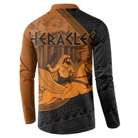 Greek Mythology Heracles Button Sweatshirt Nemean Lion Pegasus Classical Art Greek Key Pattern