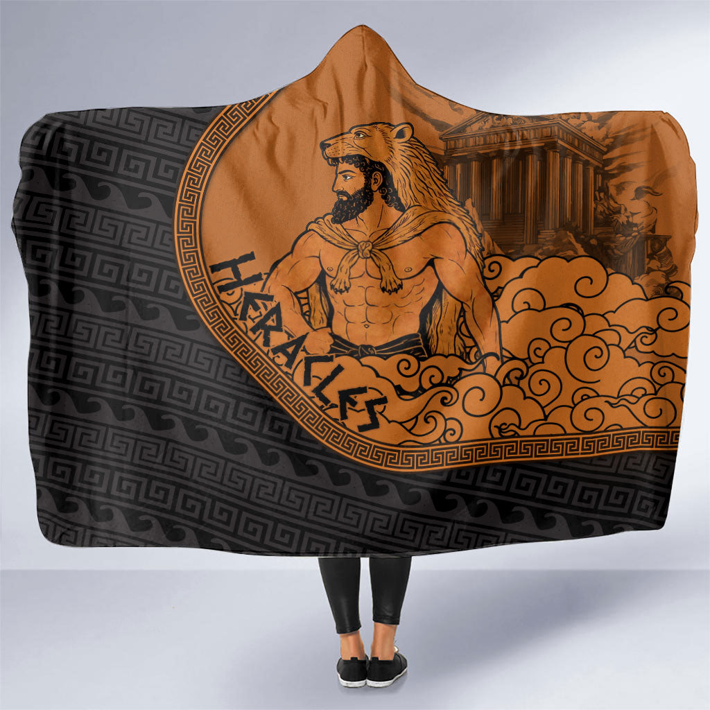 Greek Mythology Heracles Hooded Blanket Nemean Lion Pegasus Classical Art Greek Key Pattern