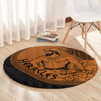 Greek Mythology Heracles Round Carpet Nemean Lion Pegasus Classical Art Greek Key Pattern